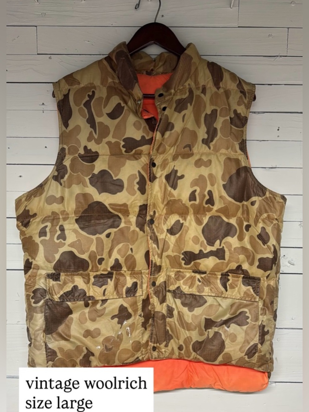 Woolrich Men's Camo Quilted Vest in Brown and Orange